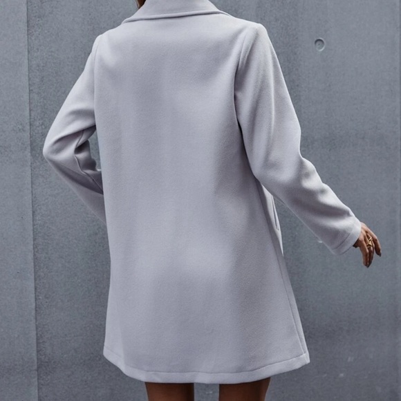 Double breasted pea coat long camel tan minimalist long line - Picture 7 of 8